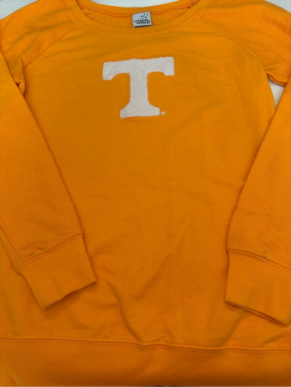 University T Logo Orange Crewneck Sweater